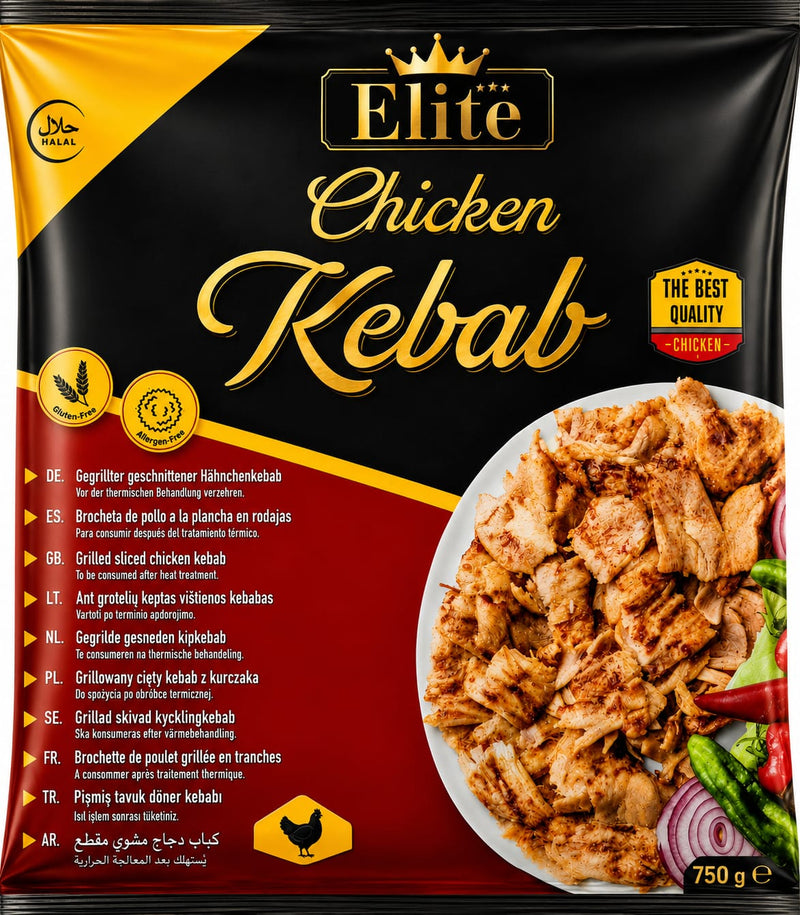 Cooked and Sliced Chicken Doner - 10kg - Ready to Serve Chicken Doner Meat - Halal Certified